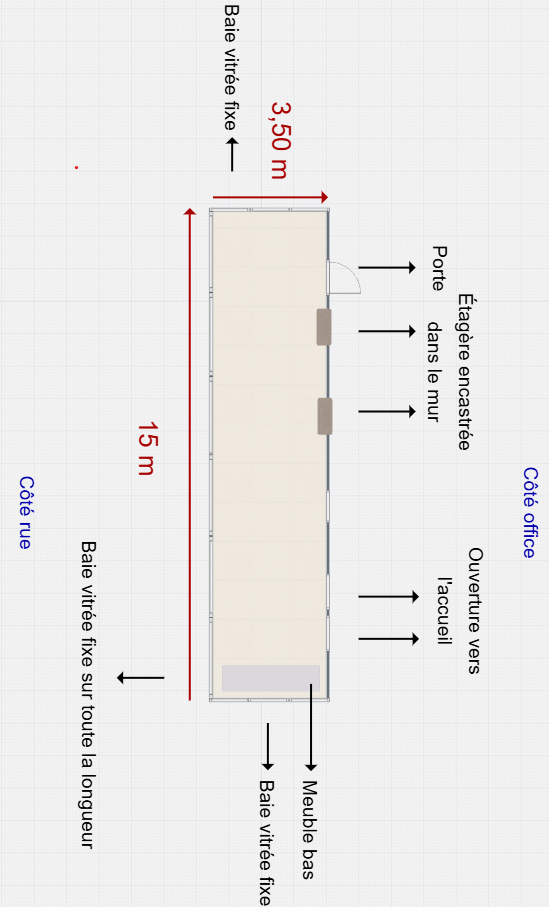 Plan de la salle d’exposition Mitigana (52,5 m²)